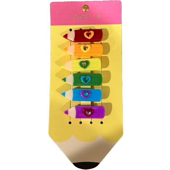 NWOT Piper K Crayon Barrettes - set of 6 • Back to School • Teacher •Art • Prek - Picture 1 of 3